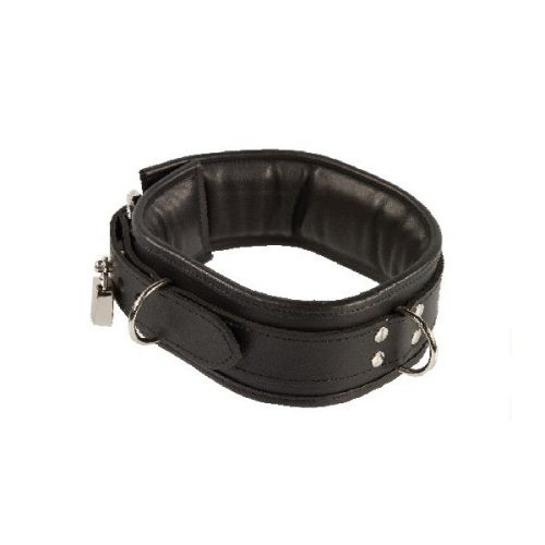 Leder Halsband abschließbar und gepolstert L/XL (Breit: 6,5cm, Lang: Kissen 44cm Riemen ca. 59cm) sc